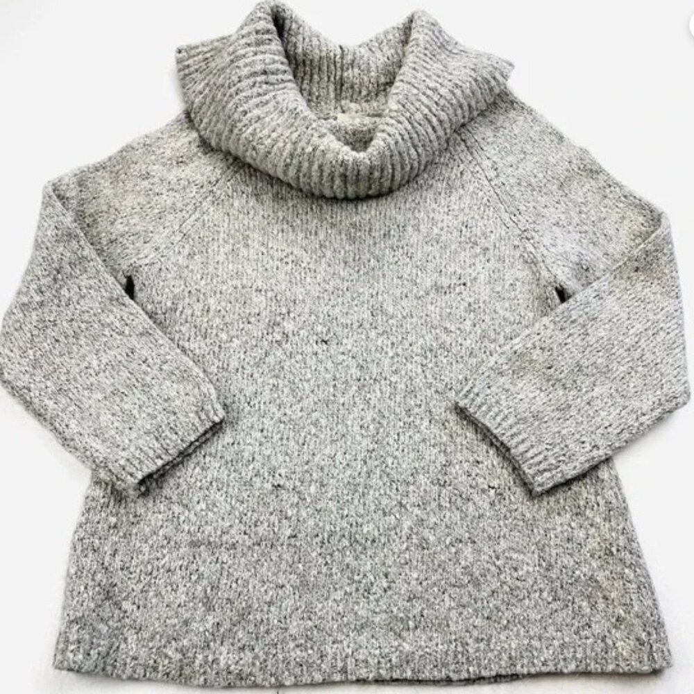 Sundance Button Collar Cowl Neck 3/4 Sleeve Sweater M